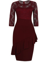 Casual Designed Flounce Hollow Out Solid Round Neck Bodycon Dress