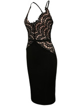 Casual Exquisite Spaghetti Strap Decorative Lace Bodycon Dress