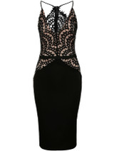 Casual Exquisite Spaghetti Strap Decorative Lace Bodycon Dress