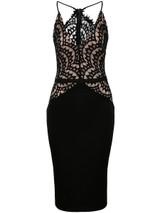 Casual Exquisite Spaghetti Strap Decorative Lace Bodycon Dress