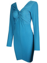 Hot Deep V-Neck Zips Plain Ruched Bodycon Dress