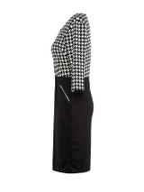 Casual Office Round Neck Zips Houndstooth Bodycon Dress