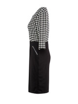 Casual Office Round Neck Zips Houndstooth Bodycon Dress