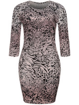 Casual Round Neck Animal Printed Leopard Bodycon Dress
