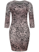 Casual Round Neck Animal Printed Leopard Bodycon Dress
