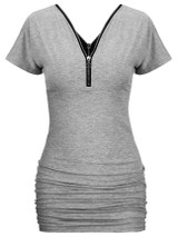 Casual Zips Open Shoulder Solid Bodycon Dress