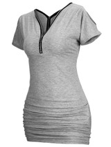 Casual Zips Open Shoulder Solid Bodycon Dress