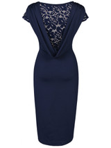 Casual Designed Graceful Round Neck Hollow Out Solid Bodycon Dress