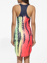 Casual Round Neck Dacron Printed Bodycon-dress