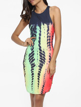 Casual Round Neck Dacron Printed Bodycon-dress