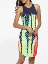 Casual Round Neck Dacron Printed Bodycon-dress