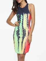 Casual Round Neck Dacron Printed Bodycon-dress