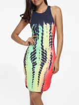 Casual Round Neck Dacron Printed Bodycon-dress