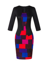 Casual Elegant Suitable Color Block Bodycon Dress