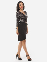 Casual Leopard Patchwork Split Charming V Neck Bodycon-dress