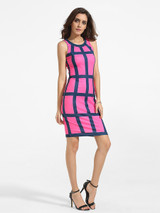 Casual Round Neck Dacron Plaid Bodycon-dress