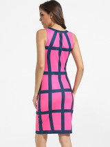 Casual Round Neck Dacron Plaid Bodycon-dress