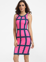 Casual Round Neck Dacron Plaid Bodycon-dress