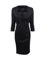 Casual Square Neck Slit Plain Formal Bodycon Dress