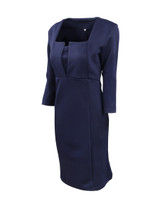 Casual Square Neck Slit Plain Formal Bodycon Dress