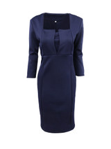 Casual Square Neck Slit Plain Formal Bodycon Dress