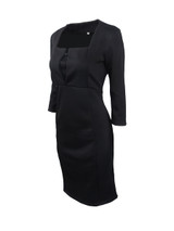 Casual Square Neck Slit Plain Formal Bodycon Dress