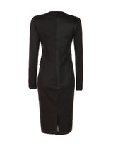 Casual Turn Down Collar Chic Slit Vertical Striped Bodycon Dress