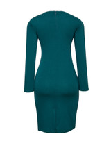 Casual Asymmetric Neckline Color Block Split Bodycon-dress