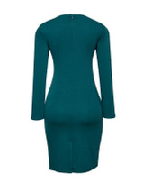 Casual Asymmetric Neckline Color Block Split Bodycon-dress