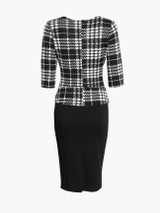 Casual Sweet Heart Decorative Button Split Houndstooth Bodycon Dress