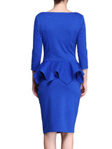 Casual Peplum Solid Color Elegant Boat Neck Bodycon Dress