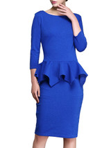 Casual Peplum Solid Color Elegant Boat Neck Bodycon Dress