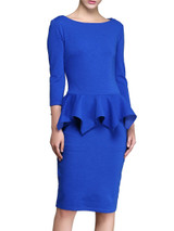 Casual Peplum Solid Color Elegant Boat Neck Bodycon Dress