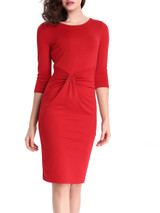 Casual Captivating Round Neck Plain Pleated Bodycon Dress