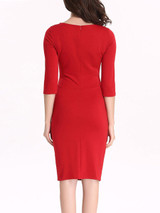 Casual Captivating Round Neck Plain Pleated Bodycon Dress