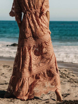 Lace V-neck Split-joint Cover-up Maxi Dress