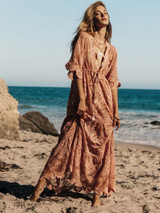 Lace V-neck Split-joint Cover-up Maxi Dress