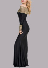 New Black Patchwork Lace Draped Off Shoulder Bridesmaid Mermaid Prom Evening Party Maxi Dress