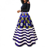 Multicolor Striped Cut Out Round Neck Fashion Maxi Dress