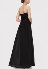 Black Pleated Bandeau Zipper Backless Bridesmaid Chiffon Maxi Dress