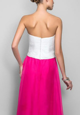 Red Patchwork Irregular Slit Bandeau Zipper Prom Evening Party Homecoming Maxi Dress