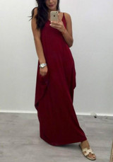 Plain Condole Belt Round Neck Elegant Maxi Dress