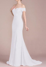 White Lace Draped Off Shoulder For Wedding Gowns Banquet Elegant Party Maxi Dress