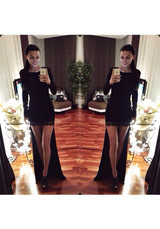 Black Patchwork Lace Irregular Round Neck Fashion Maxi Dress