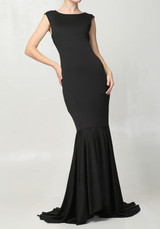 Black Irregular Backless Round Neck Sleeveless Maxi Dress
