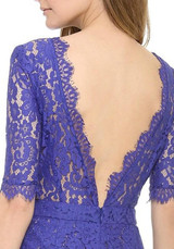 Blue Patchwork Hollow-out Lace Zipper Side Slit Fashion Maxi Dress Blue Patchwork Hollow-out Lace Zipper Side Slit Fashion Maxi Dress