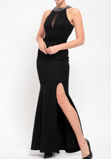 Black Patchwork Sequin Grenadine Slit Mermaid Off-Shoulder Wedding Bridesmaid Prom Gowns Maxi Dress
