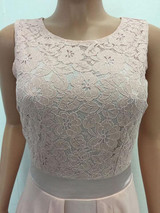 Pink Patchwork Lace Irregular Grenadine Zipper Homecoming Party Maxi Dress For Wedding