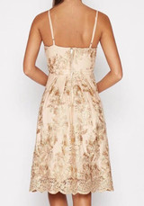 Golden Patchwork Hollow-out Lace Condole Belt Zipper Embroidery Midi Dress Golden Patchwork Hollow-out Lace Condole Belt Zipper Embroidery Midi Dress
