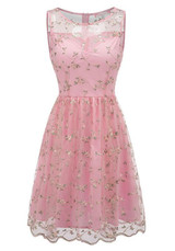 Pink Draped Grenadine Embroidery Bohemian Elegant Party Midi Dress
